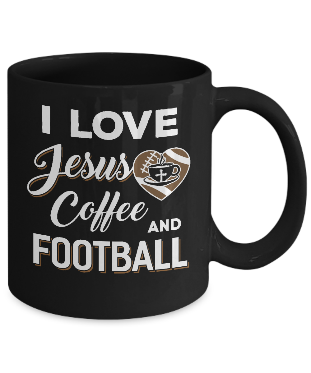 I Love Jesus Coffee & Football Mug-Coffee Mug-11oz Mug-Black