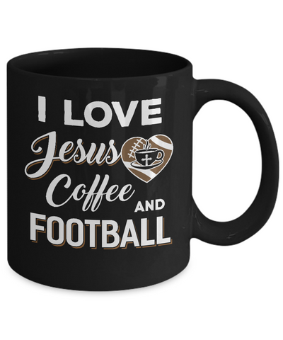 I Love Jesus Coffee & Football Mug-Coffee Mug-11oz Mug-Black