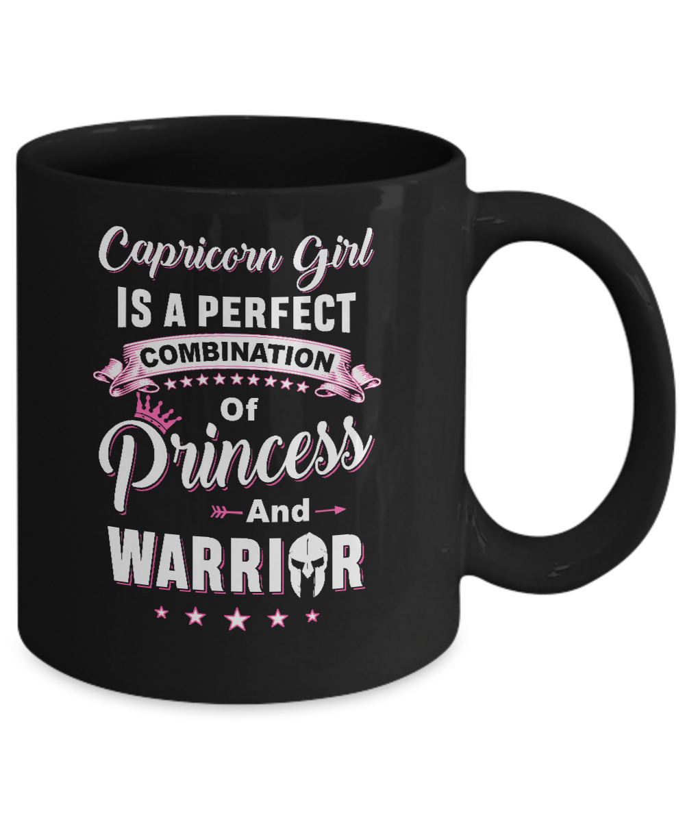 Capricorn Girl Princess Warrior December January Birthday Mug-Coffee Mug-11oz Mug-Black