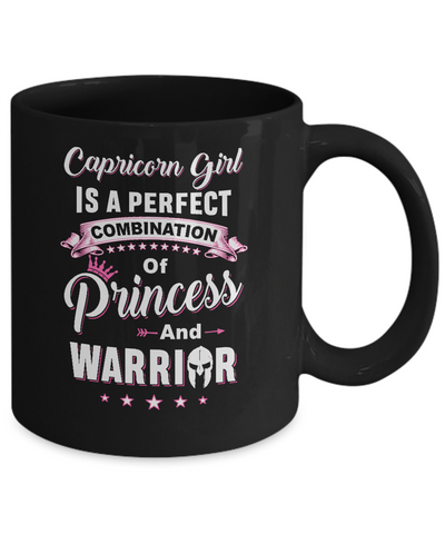 Capricorn Girl Princess Warrior December January Birthday Mug-Coffee Mug-11oz Mug-Black