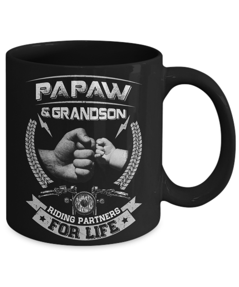 Motocross Papaw And Grandson Riding Partners For Life Mug-Coffee Mug-11oz Mug-Black