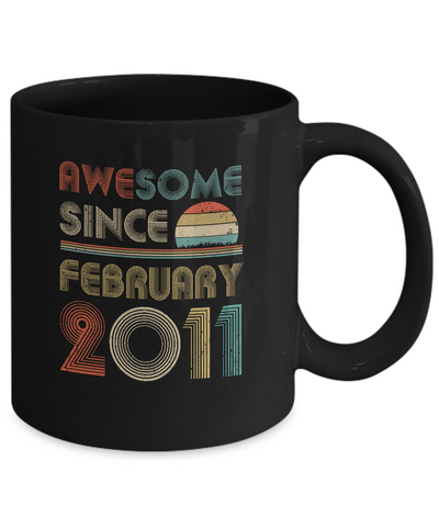 Awesome Since February 2011 Vintage 10th Birthday Gifts Youth Mug-Coffee Mug-11oz Mug-Black