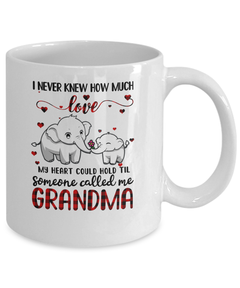 Someone Called Me Grandma Elephant Red Plaid Mother's Day Mug-Coffee Mug-11oz Mug-White