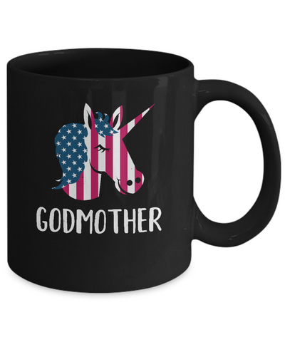 Patriotic Godmother Unicorn Americorn 4Th Of July Mug-Coffee Mug-11oz Mug-Black