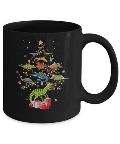 Tree Rex Funny Dinosaur Christmas Tree Kids Gift Mug-Coffee Mug-11oz Mug-Black