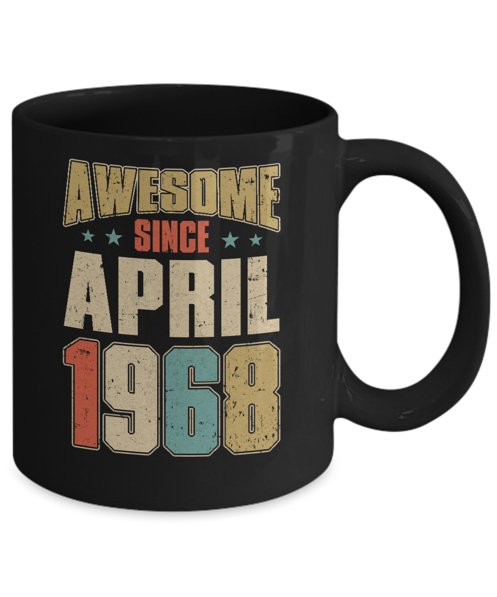 Vintage Retro Awesome Since April 1968 53th Birthday Mug-Coffee Mug-11oz Mug-Black