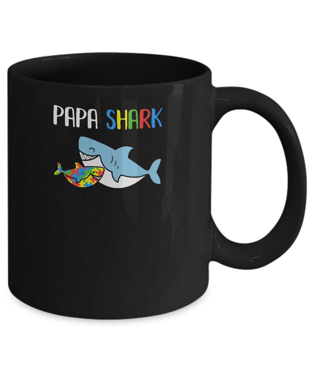Papa Shark Support Autism Awareness For Grandchild Mug-Coffee Mug-11oz Mug-Black