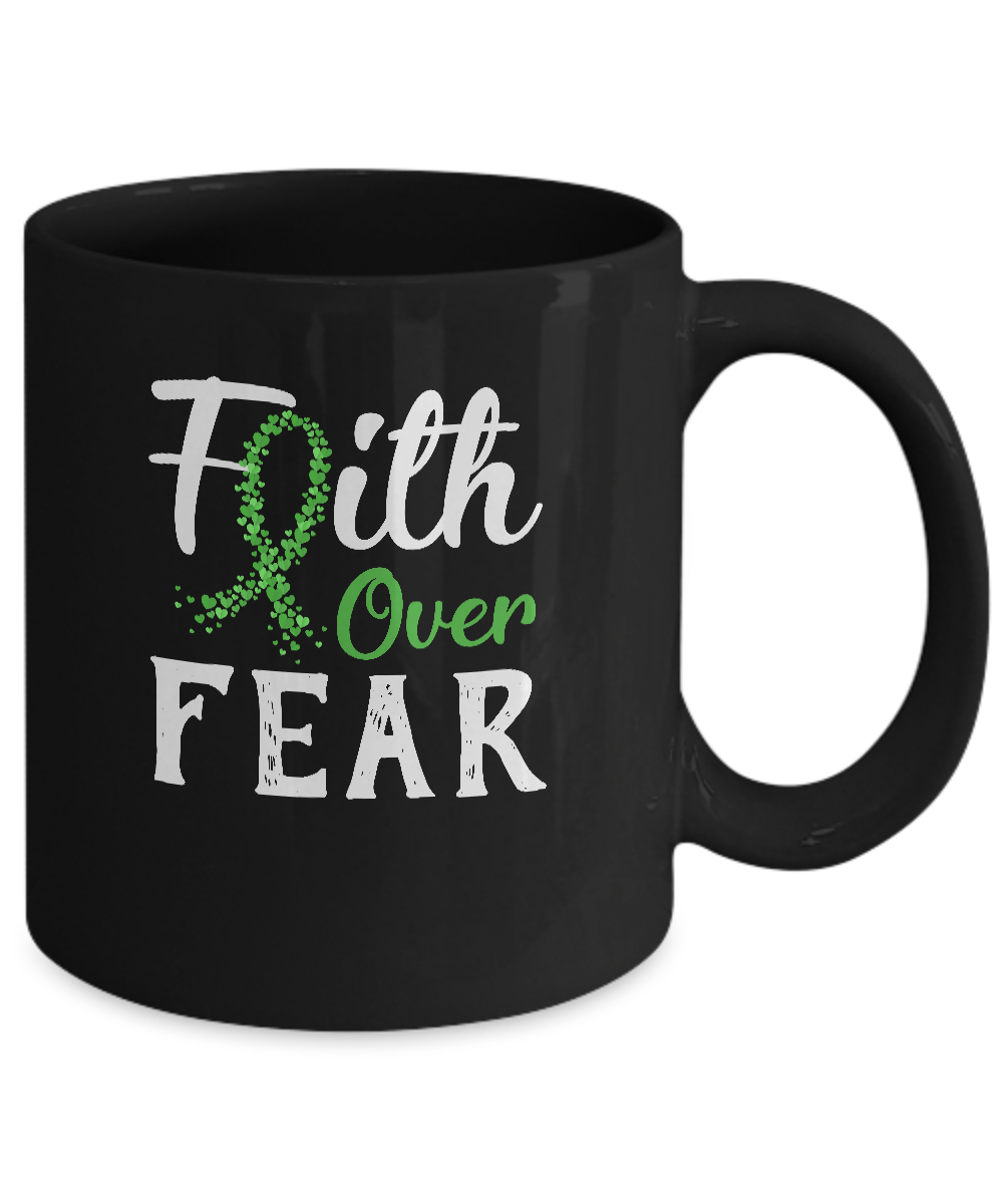 Kidney Disease Liver Cancer Awareness Green Faith Over Fear Mug-Coffee Mug-11oz Mug-Black