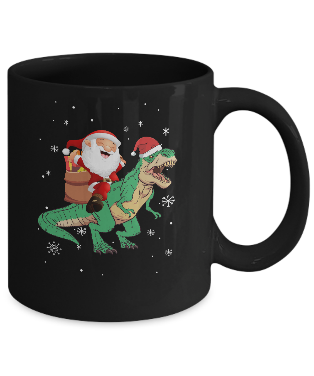 Christmas Santa Kids Dinosaur T-Rex For Boys Kids Mug-Coffee Mug-11oz Mug-Black
