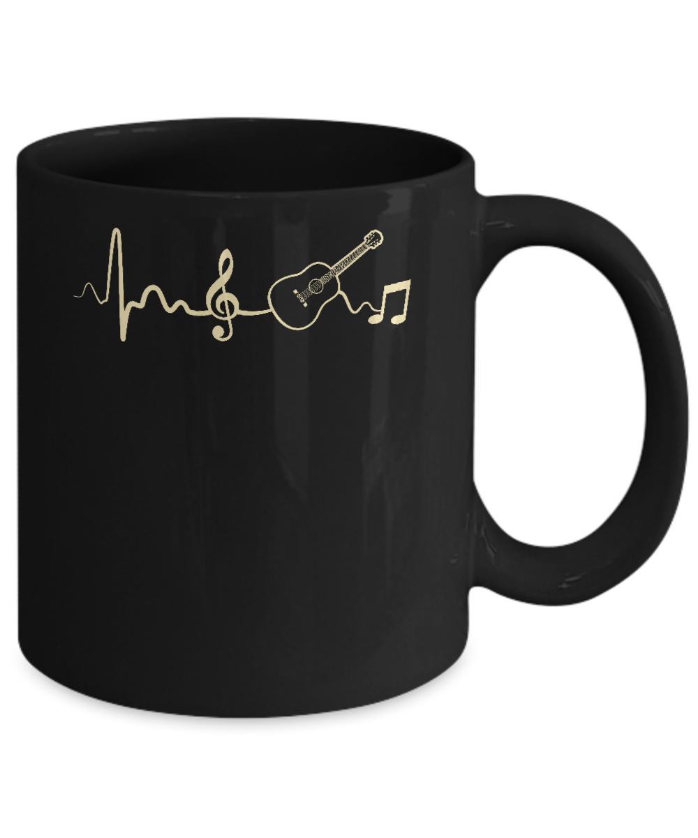Acoustic Guitar Heartbeat Mug-Coffee Mug-11oz Mug-Black