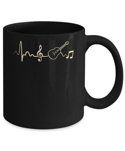 Acoustic Guitar Heartbeat Mug-Coffee Mug-11oz Mug-Black