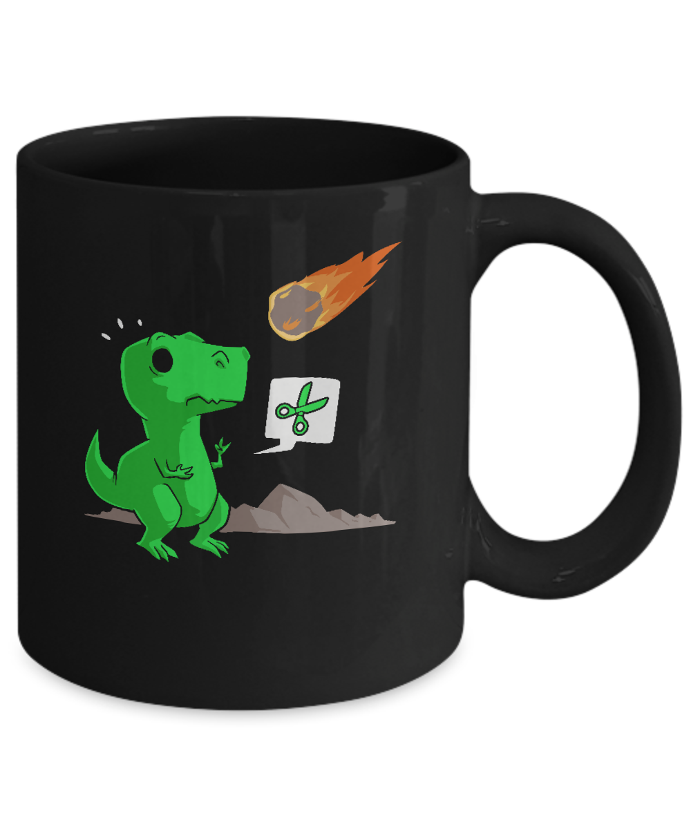 Rock Paper Scissors Funny Dinosaur Mug-Coffee Mug-11oz Mug-Black