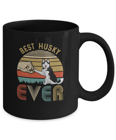 Vintage Best Husky Dad Ever Bump Fit Funny Dad Gifts Mug-Coffee Mug-11oz Mug-Black