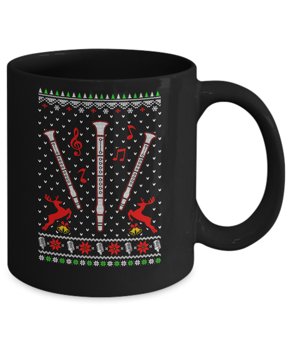 Santa Clarinet Ugly Christmas Sweater Gifts Mug-Coffee Mug-11oz Mug-Black