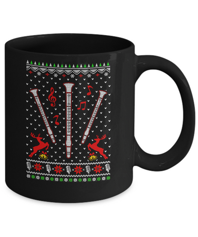 Santa Clarinet Ugly Christmas Sweater Gifts Mug-Coffee Mug-11oz Mug-Black