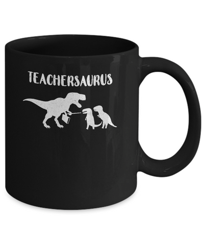 Teacher Funny Teachersaurus Dinosaur Mug-Coffee Mug-11oz Mug-Black
