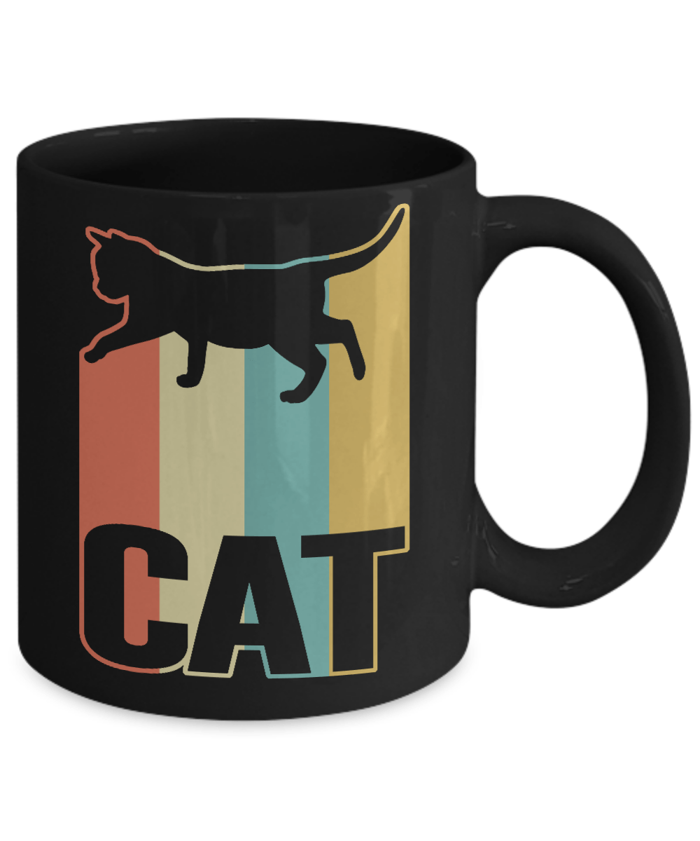 Classic Vintage Retro Style Cat Mug-Coffee Mug-11oz Mug-Black
