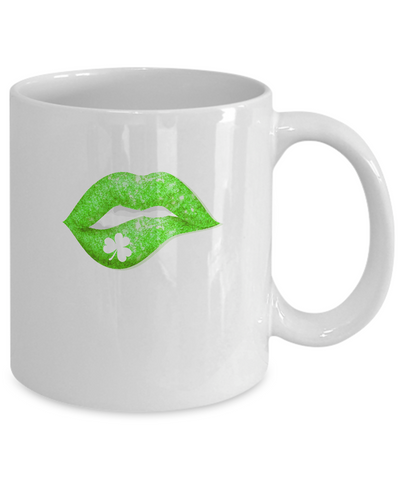 Kiss Me I'm Irish Lips St Patricks Day Mug-Coffee Mug-11oz Mug-White