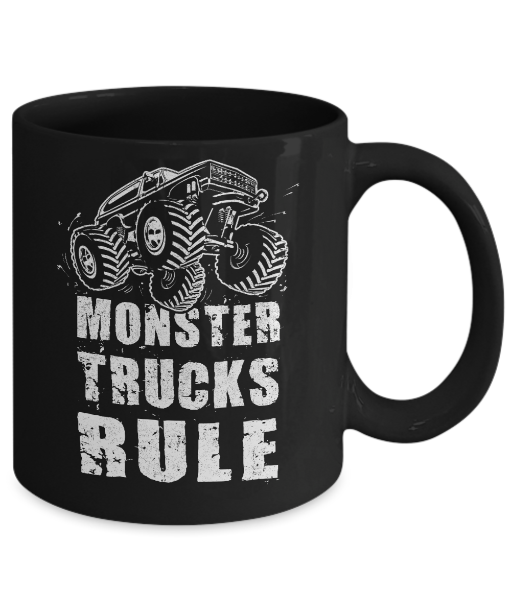 Monster Trucks Rule Mudding Mug-Coffee Mug-11oz Mug-Black