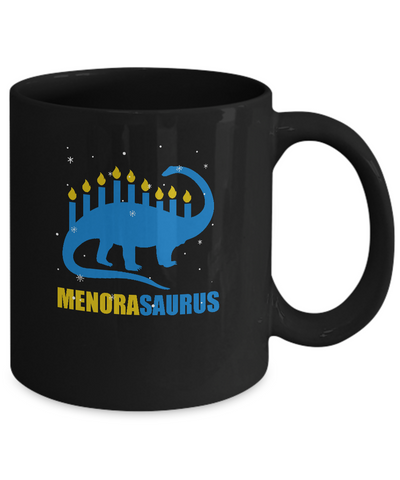 Funny Hanukkah Dinosaur Menorah Brontosaurus Menorasaurus Mug-Coffee Mug-11oz Mug-Black