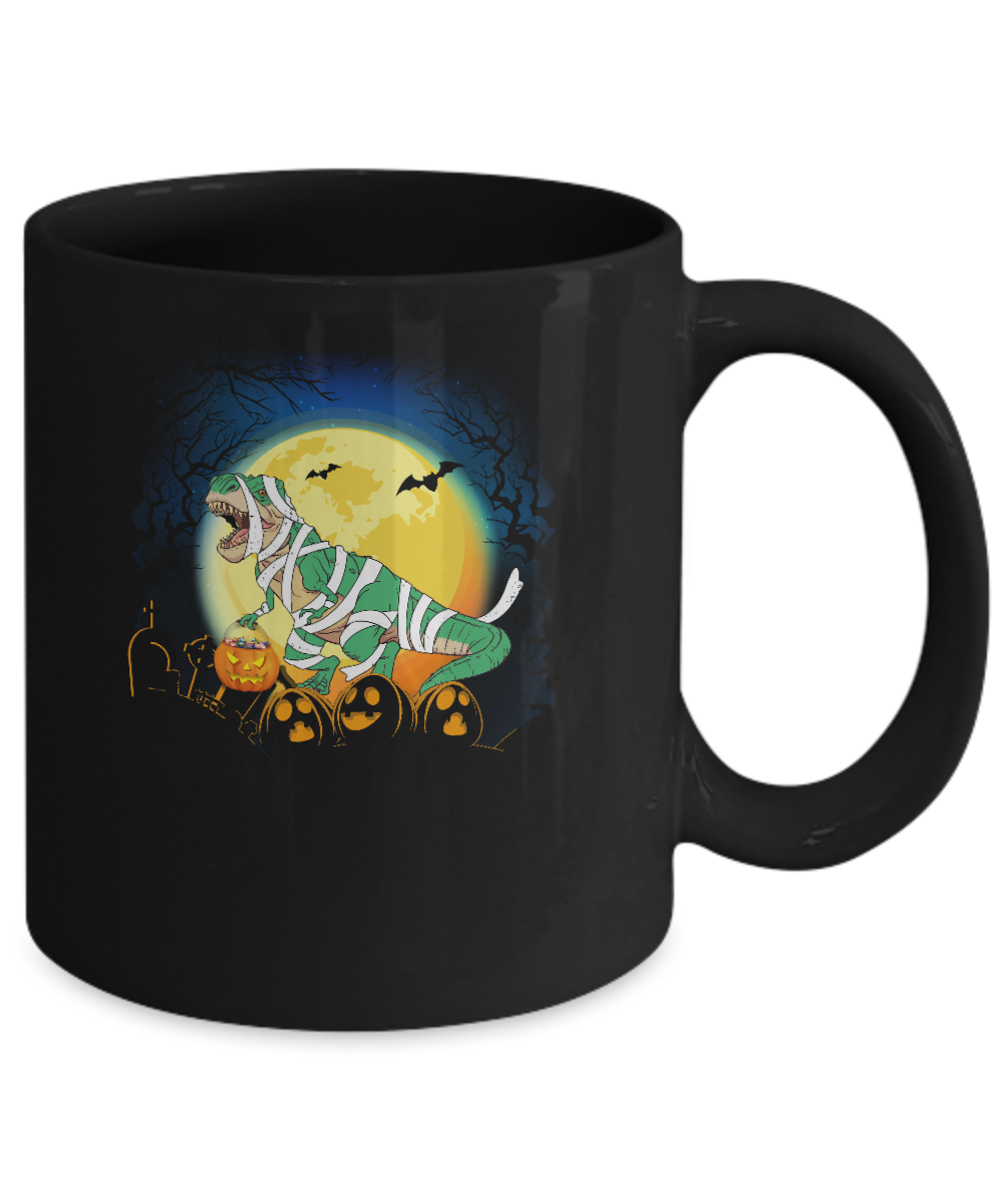 Halloween Pumpkin Dinosaur Gift For Kids Boys Girls Mug-Coffee Mug-11oz Mug-Black