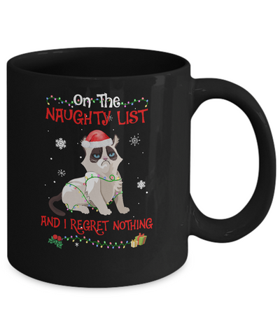 On The Naughty List I Regret Nothing Cat Christmas Gift Mug-Coffee Mug-11oz Mug-Black