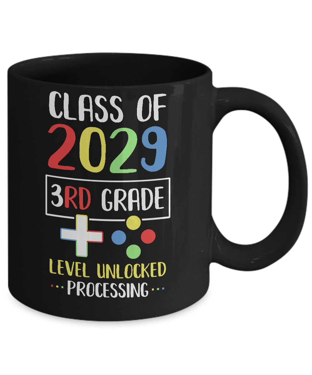 Class Of 2029 3rd Grade Level Unlock Gaming Back Go School Mug-Coffee Mug-11oz Mug-Black