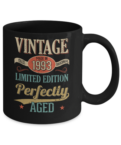 Vintage Premium Made In 1993 28th Birthday Gift Mug-Coffee Mug-11oz Mug-Black