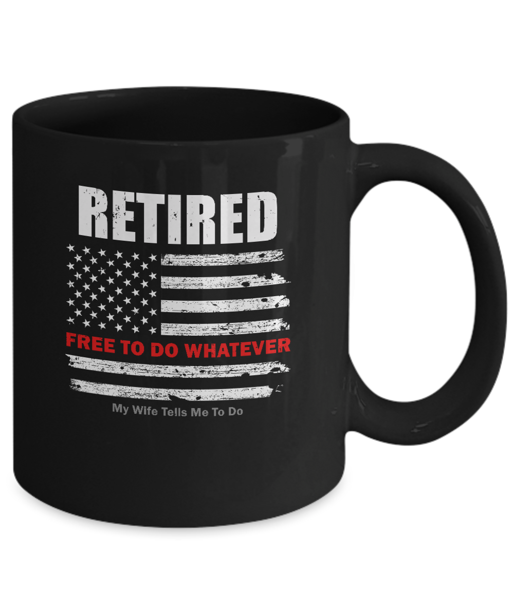 Retired Free to Do Whatever Thin Red Line Firefighter Mug-Coffee Mug-11oz Mug-Black