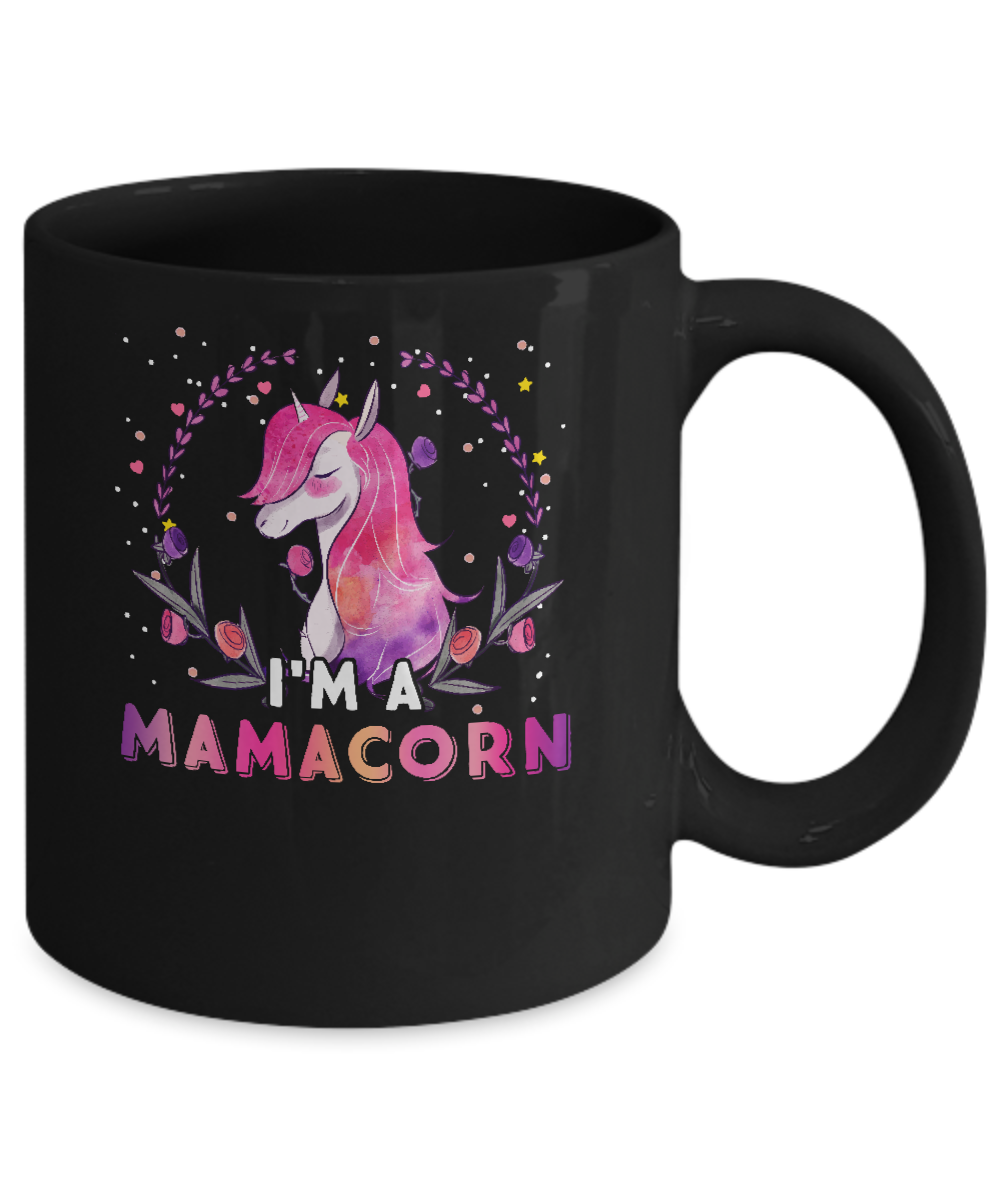 Cute Mamacorn Rainbow Unicorn Mother's Day Mug-Coffee Mug-11oz Mug-Black
