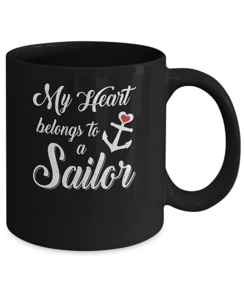 My Heart Belongs To A Sailor Wife Gift Mug-Coffee Mug-11oz Mug-Black
