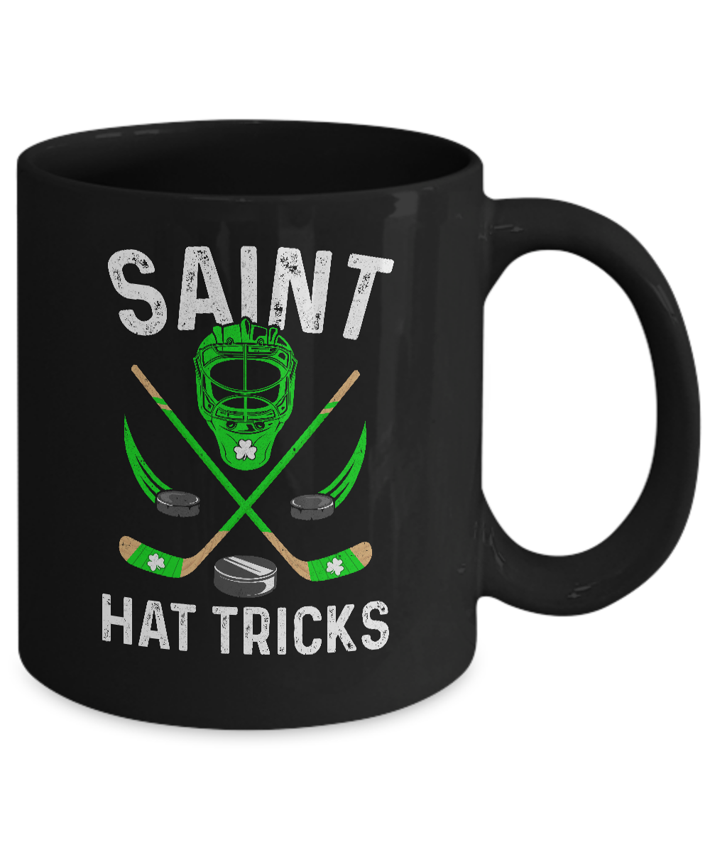 Saint Hat Tricks Leprechaun Lover Hockey St. Patrick's Day Mug-Coffee Mug-11oz Mug-Black