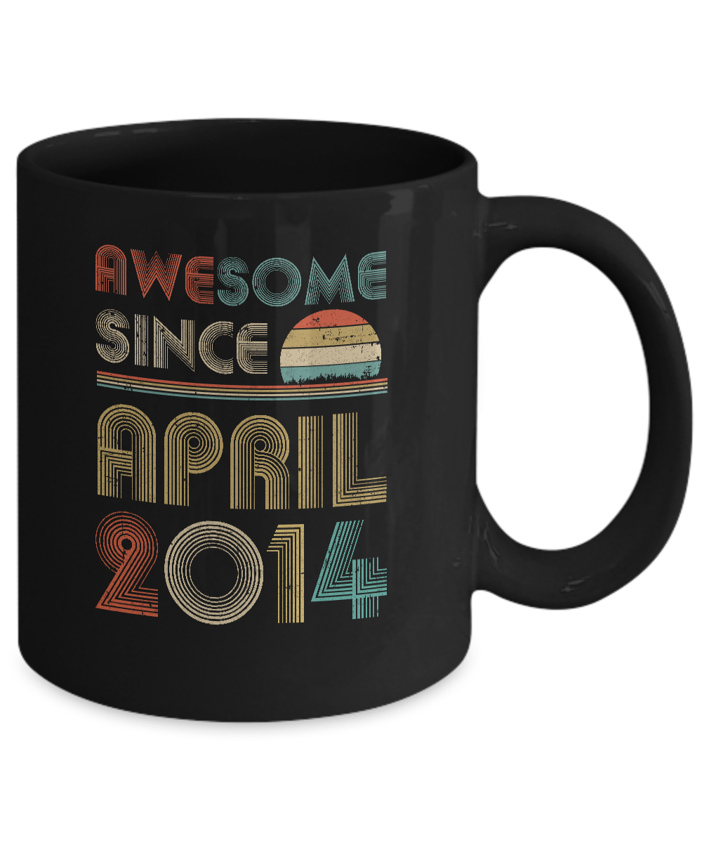 Awesome Since April 2014 Vintage 7th Birthday Gifts Youth Mug-Coffee Mug-11oz Mug-Black