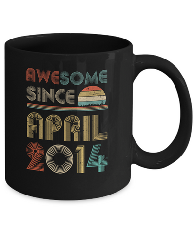 Awesome Since April 2014 Vintage 7th Birthday Gifts Youth Mug-Coffee Mug-11oz Mug-Black