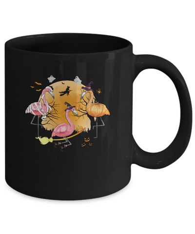 Flamingo Lover Funny Pumpkin Halloween Party Mug-Coffee Mug-11oz Mug-Black