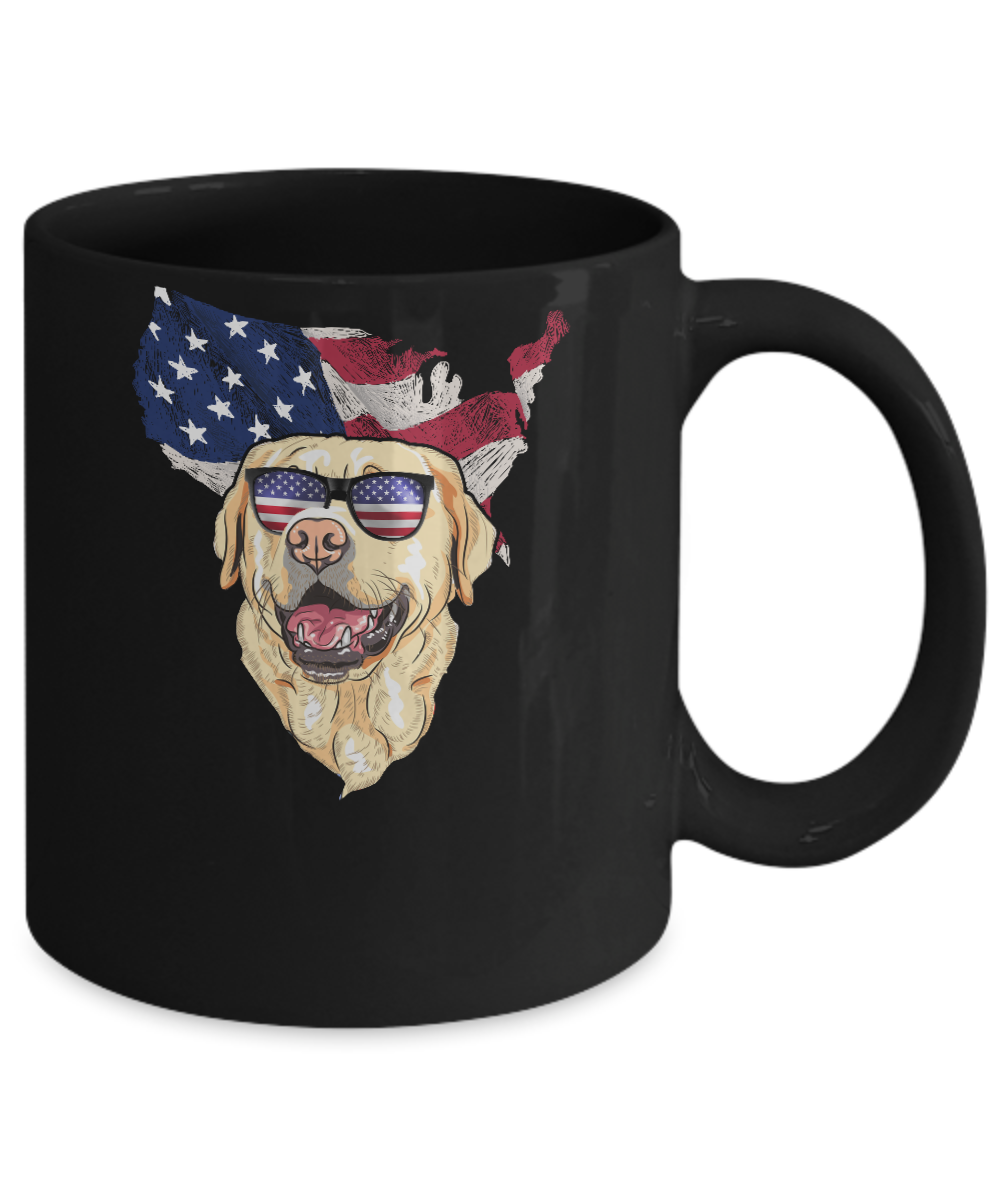 Funny Patriot Labrador Dog 4Th Of July American Flag Mug-Coffee Mug-11oz Mug-Black