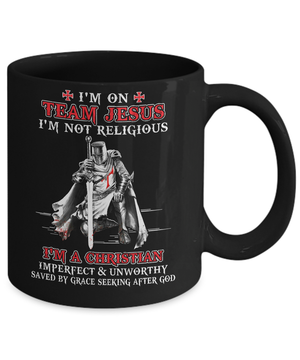 Knight Templar I'm On Team Jesus I'm Not Religious Mug-Coffee Mug-11oz Mug-Black
