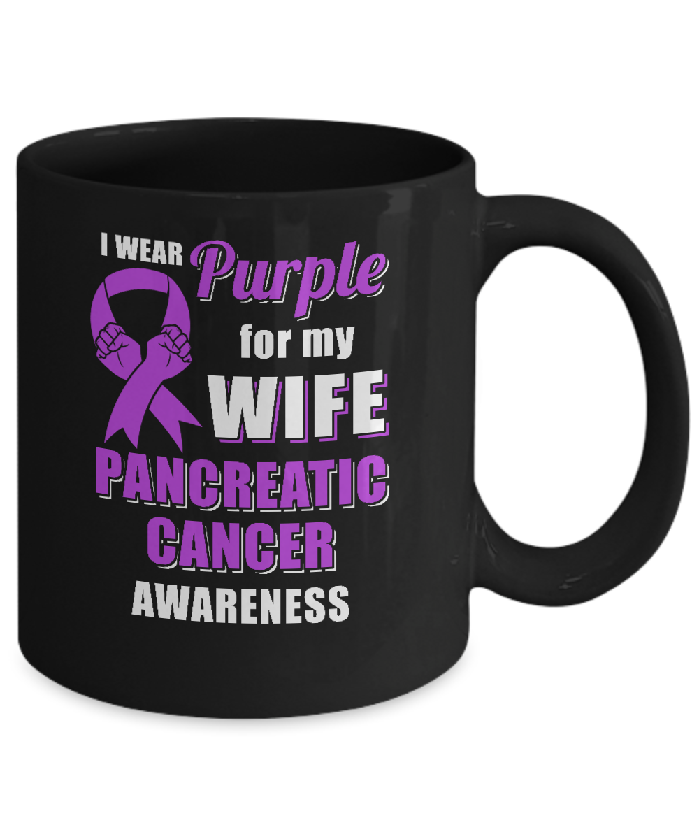I Wear Purple For My Wife Pancreatic Cancer Husband Mug-Coffee Mug-11oz Mug-Black