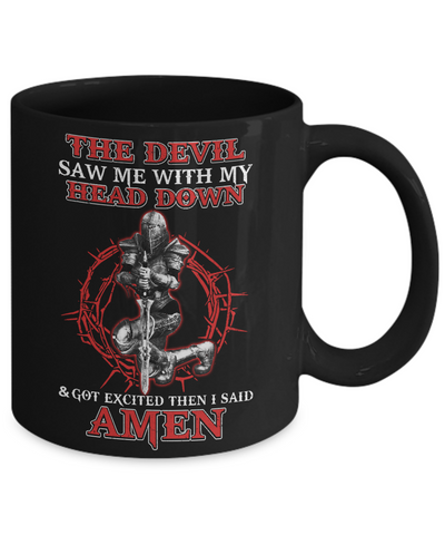 Warrior Woman The Devil Saw Me My Head Down Excited Said Amen Mug-Coffee Mug-11oz Mug-Black