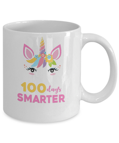 100 Days Smarter Of School Unicorn Girl Gifts Mug-Coffee Mug-11oz Mug-White