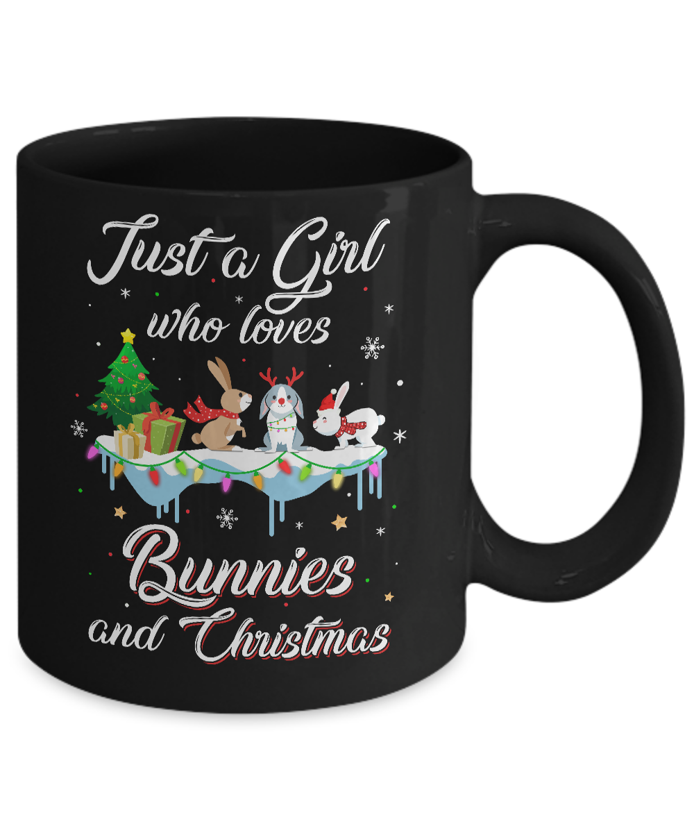 Just A Girl Who Loves Bunnies And Christmas Bunny Lover Mug-Coffee Mug-11oz Mug-Black