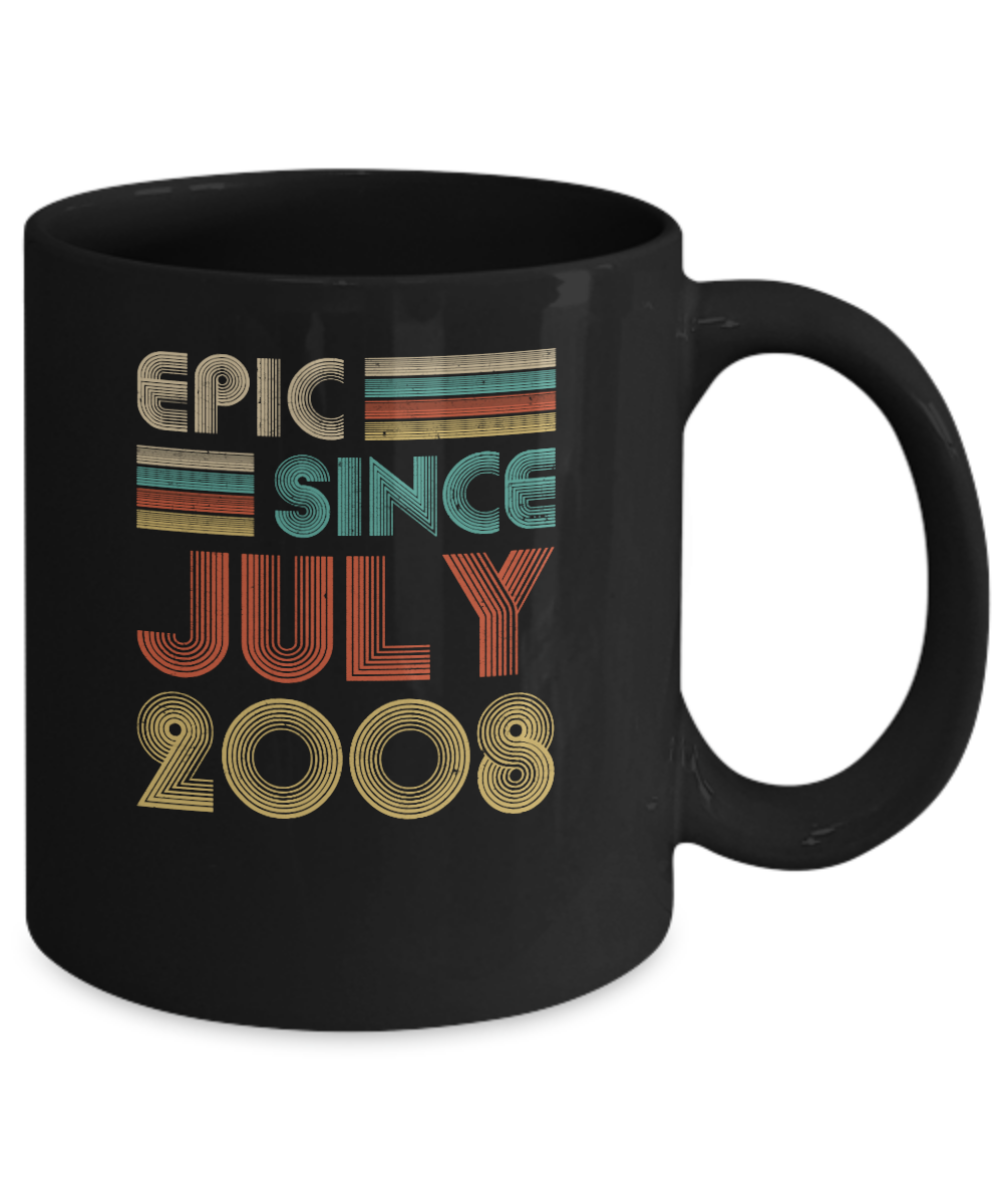 Epic Since July 2008 Vintage 13th Birthday Gifts Youth Mug-Coffee Mug-11oz Mug-Black