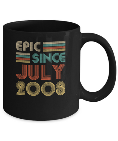 Epic Since July 2008 Vintage 13th Birthday Gifts Youth Mug-Coffee Mug-11oz Mug-Black