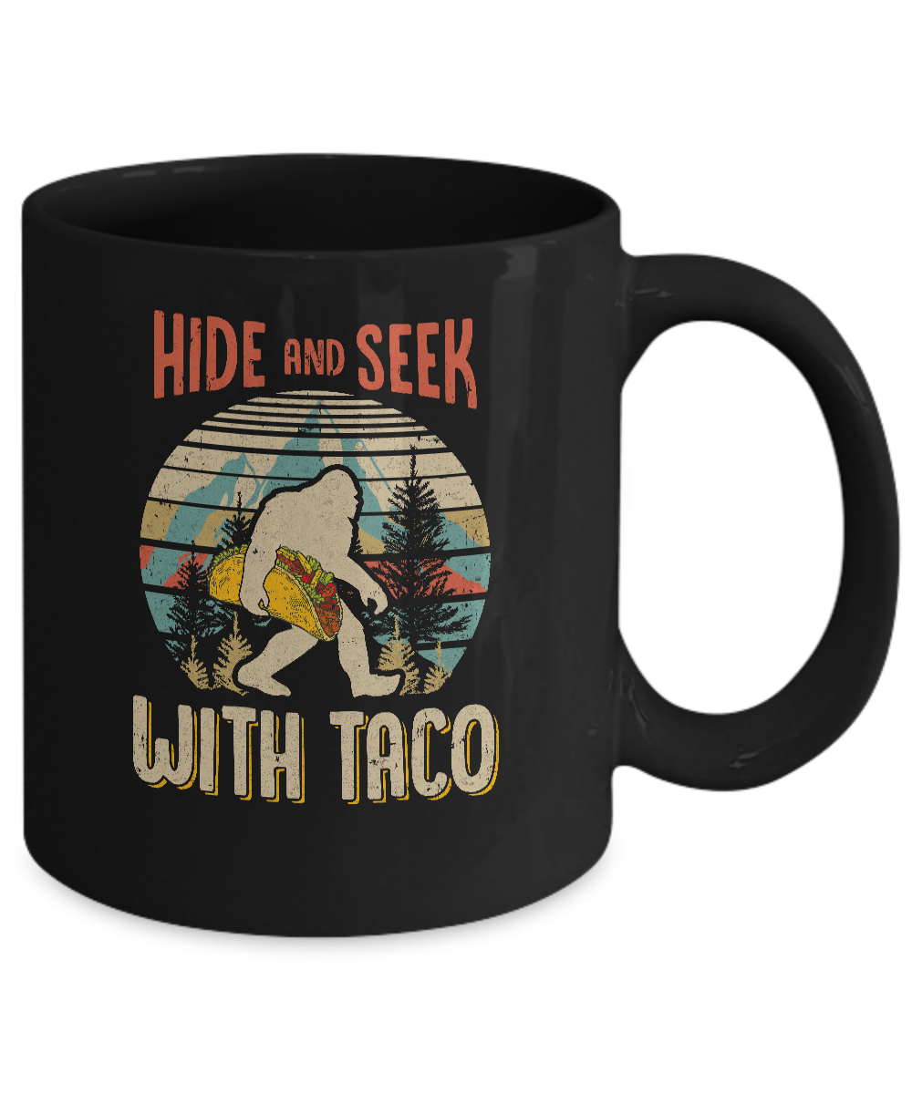 Bigfoot Carrying Taco Hide And Seek Sasquatch Mug-Coffee Mug-11oz Mug-Black