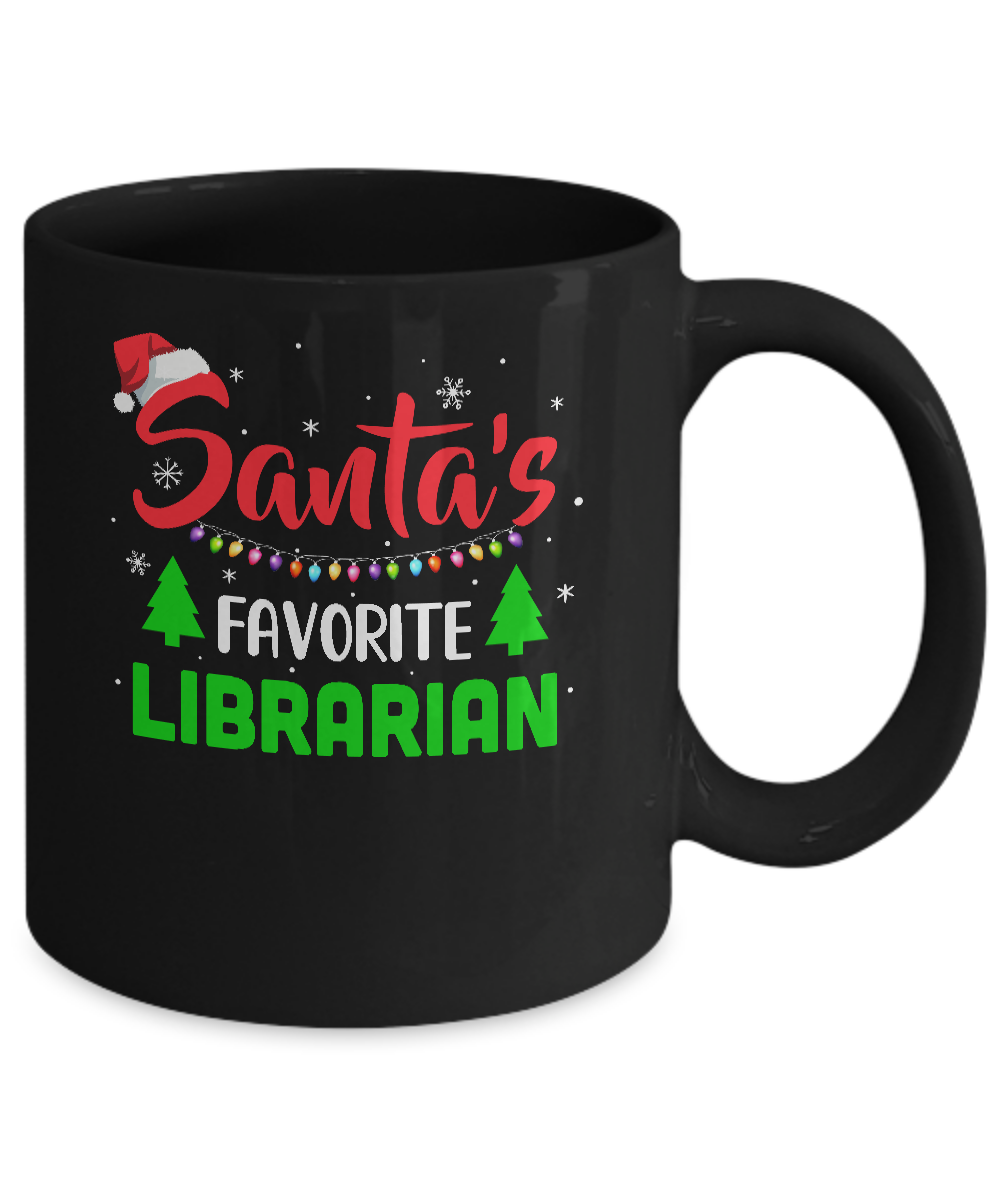 Santa's Favorite Librarian Funny Christmas Xmas Gifts Mug-Coffee Mug-11oz Mug-Black