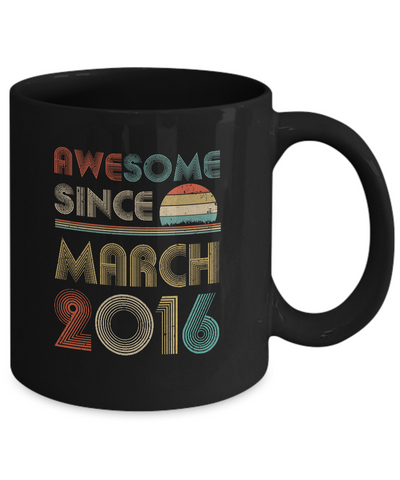 Awesome Since March 2016 Vintage 5th Birthday Gifts Youth Mug-Coffee Mug-11oz Mug-Black