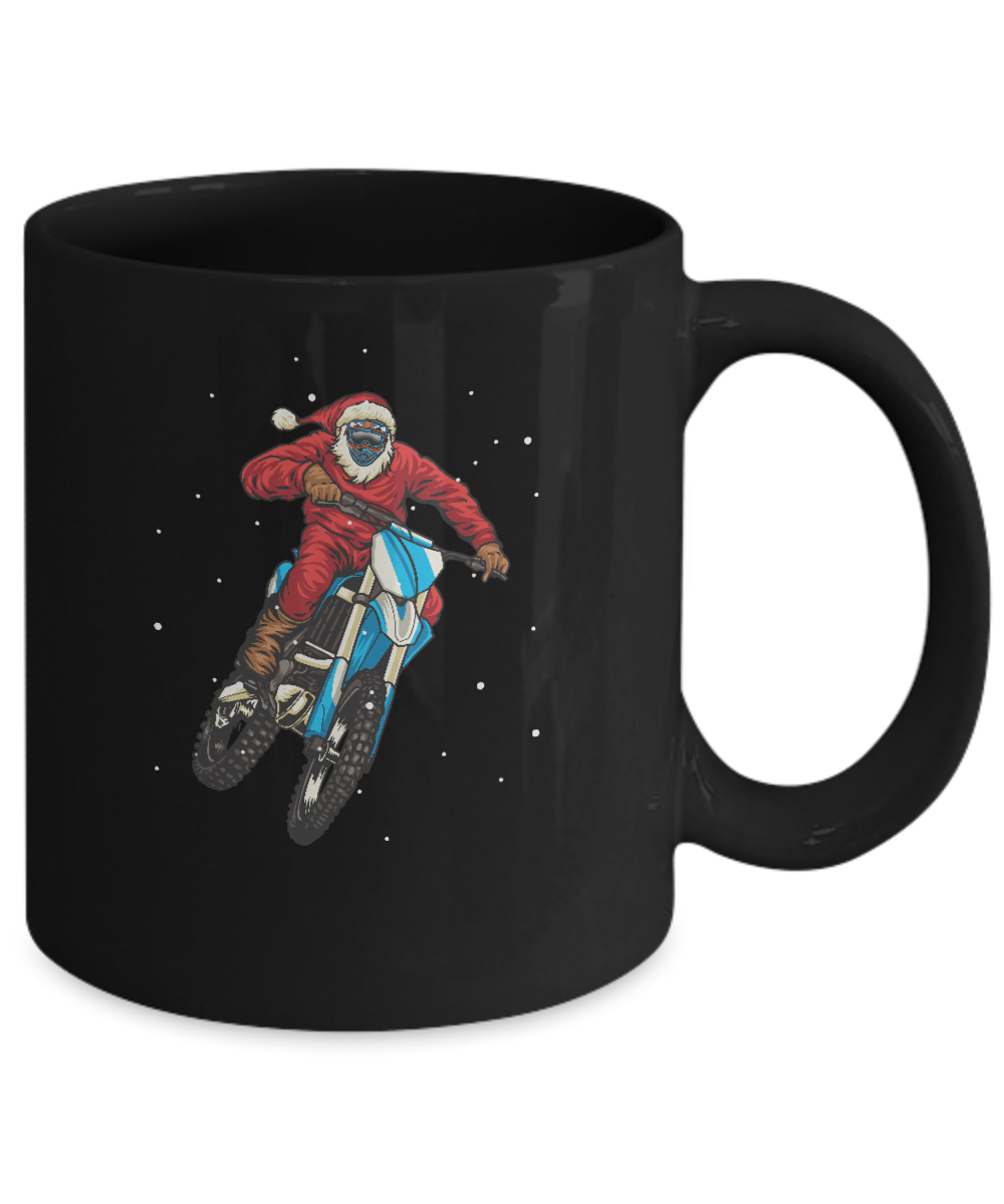 Motocross Christmas Santa Biker Mug-Coffee Mug-11oz Mug-Black