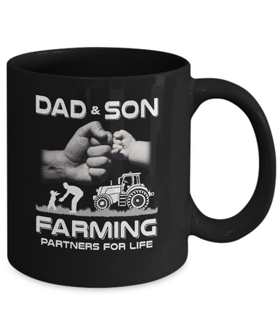 Farmer Dad And Son Farming Partners For Life Fathers Day Mug-Coffee Mug-11oz Mug-Black