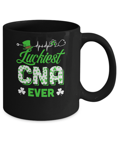 Luckiest CNA Nurse Ever Shamrock Top Hat St Patrick's Day Mug-Coffee Mug-11oz Mug-Black