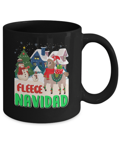 Fleece Navidad Llama Christmas Gifts Spanish Mug-Coffee Mug-11oz Mug-Black